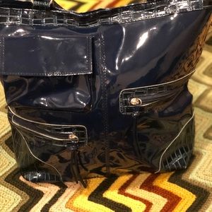 SOLD ESSENCE OF BEAUTY HUGE Navy PATENT LEATHER